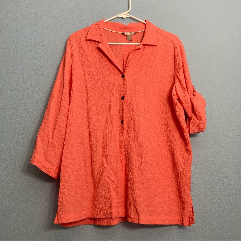 White Stag Textured Rayon Blouse - Salmon - Size XL